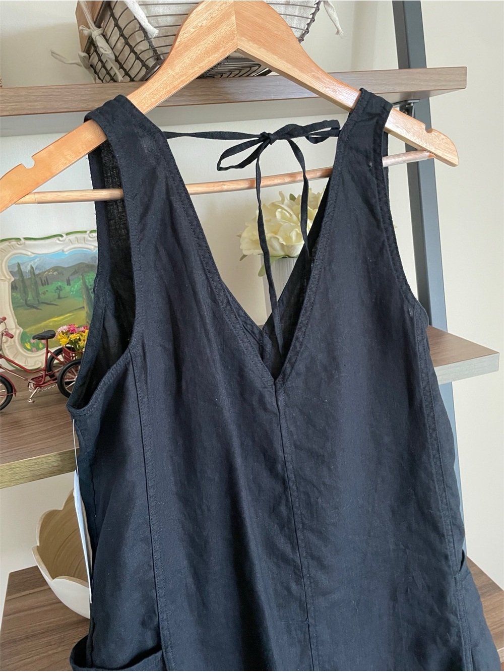 NWT Athleta Retreat Linen Romper BLACK Pockets, Size Medium - Picture 8 of 14